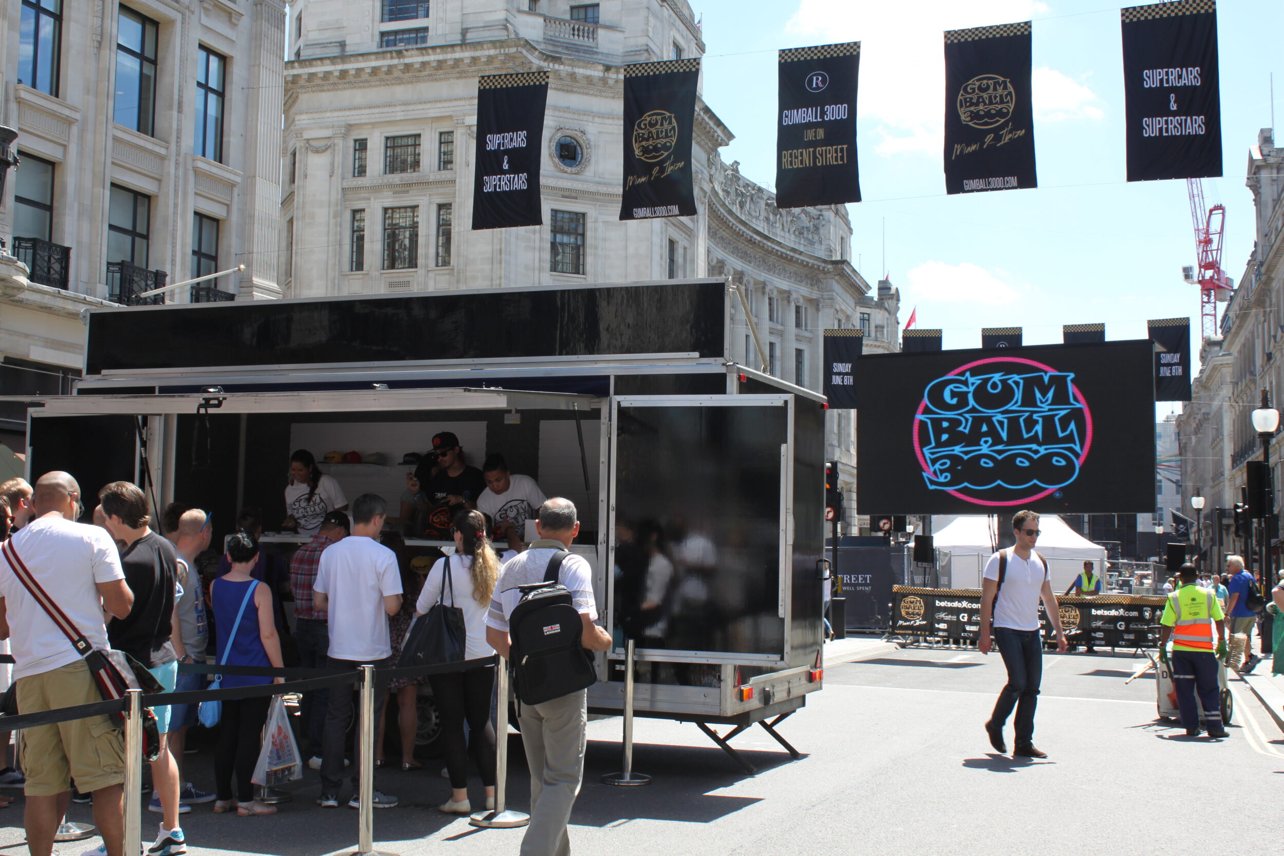 Gumball Rally June 2014 Regent Street (36) Merchandising Trailer Hire