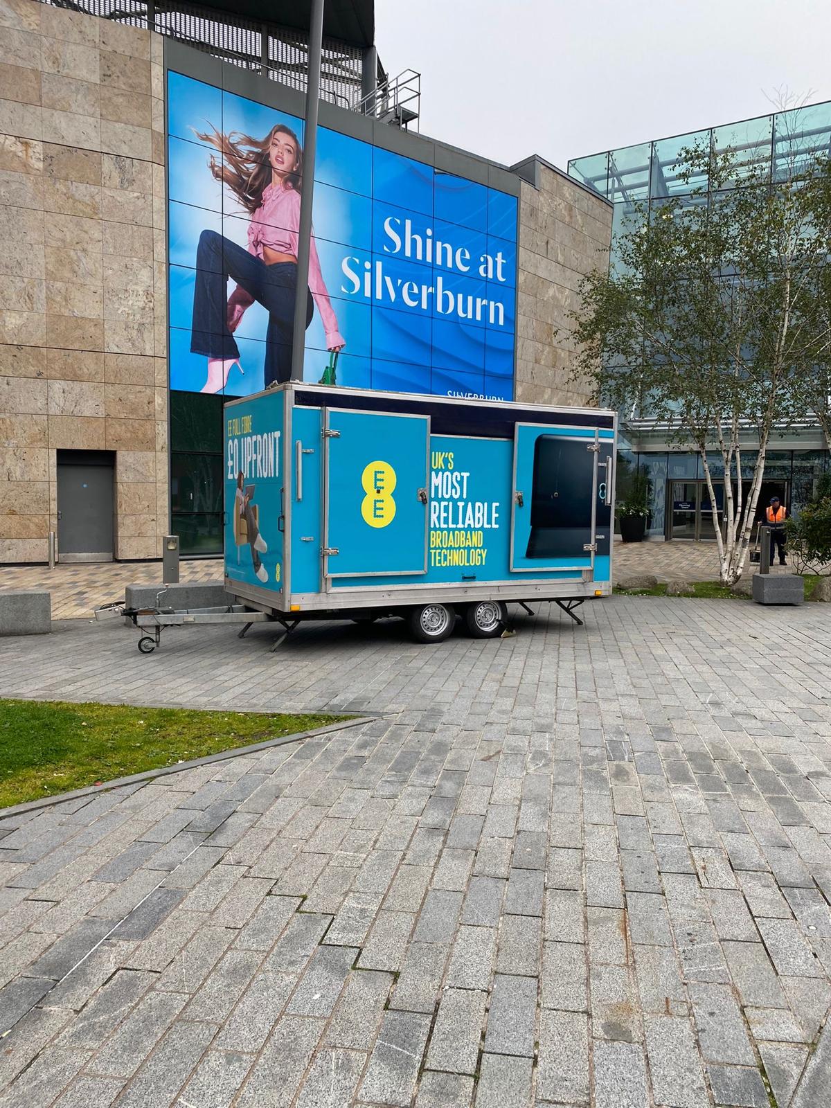 T31 Credico EE Silverburn Shopping Centre August 2024 (2) UK Trailer hire at Silverburn Shopping Centre for EE