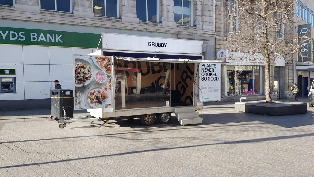 T31 Grubby PROMOTION March 2022 (4) High street marketing trailer for Grubby promotion